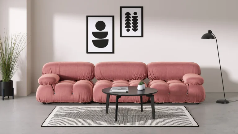 ست مبلمان صورتی در دکوراسیون