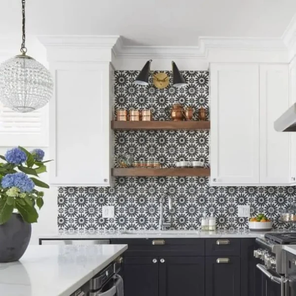 کاشی سنتی بین کابینتی برای آشپزخانه نئوکلاسیک