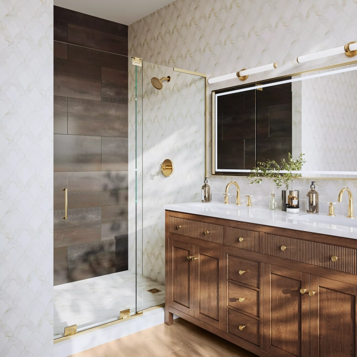 ترکیب رنگ روشن و تیره در کاشی حمام